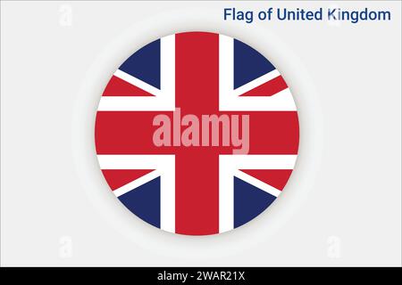 Hochdetaillierte Flagge des Vereinigten Königreichs. Nationale Flagge des Vereinigten Königreichs. Europa. UK. 3D-Abbildung. Stock Vektor