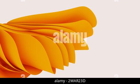 Abstrakte gelbe Formen welliges Gewebe in 3D-Farbe. Hintergrund der Tuchwelle. Stockfoto