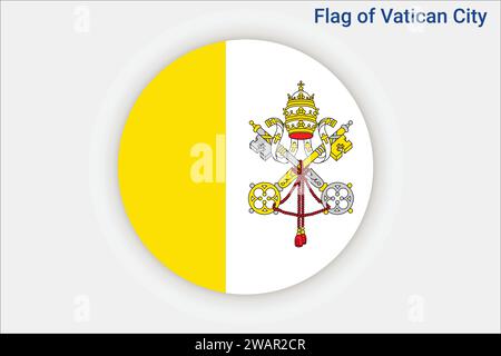 Hohe detaillierte Flagge der Vatikanstadt. Nationalflagge Vatikanstadt. Europa. 3D-Abbildung. Stock Vektor