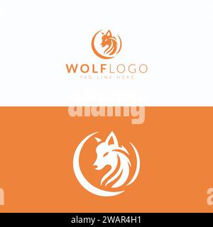 Fesselndes zweifarbiges Wolf Logo-Design, das wilde Eleganz für eine moderne Markenidentität veranschaulicht Stock Vektor