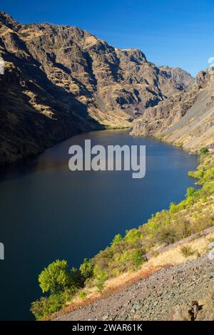 Hells Canyon Reservoir vom Deep Creek Trail, Hells Canyon Seven Devils Scenic Area, Hells Canyon Scenic Byway, Payette National Forest, Idaho Stockfoto