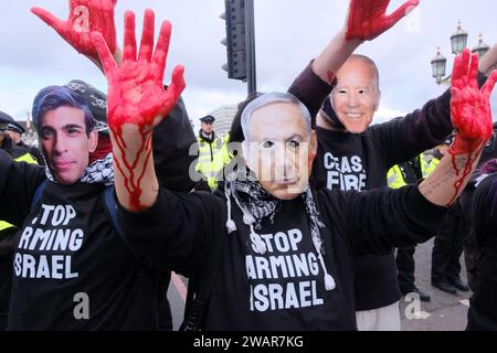 Westminster, London, Großbritannien. Januar 2024. Gaza, Waffenstillstand jetzt Protest der Schwestern Uncut und anderer Gruppen in Westminster, London. Quelle: Matthew Chattle/Alamy Live News Stockfoto