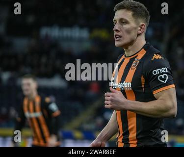 RUMPF, GROSSBRITANNIEN. Januar 2024. Emirates FA Cup: Hull City AFC gegen Birmingham City FC. Greg Docherty aus Hull City. Paul Whitehurst/Alamy Live News Stockfoto