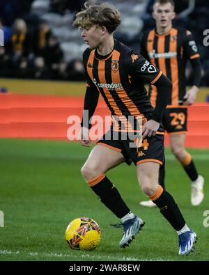 RUMPF, GROSSBRITANNIEN. Januar 2024. Emirates FA Cup: Hull City AFC gegen Birmingham City FC. Harry Vaughan aus Hull City am Ball. Paul Whitehurst/Alamy Live News Stockfoto