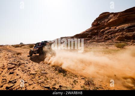 309 CASALE Ignacio (chl), LEON Alvaro (chl), X-RAID Yamaha Supported Team, Yamaha X-RAID YXZ 1000 R Turbo, FIA Challenger, Action während der ersten Etappe der Dakar 2024 am 6. Januar 2024 zwischen Al-Ula und Al Henakiyah, Saudi Arabien Stockfoto
