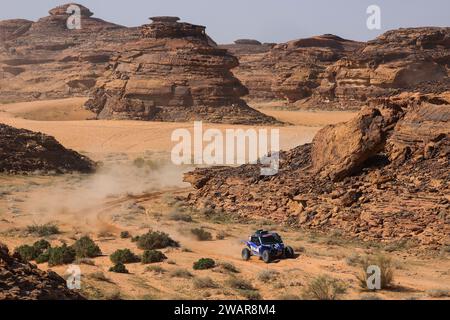 309 CASALE Ignacio (chl), LEON Alvaro (chl), X-RAID Yamaha Supported Team, Yamaha X-RAID YXZ 1000 R Turbo, FIA Challenger, Action während der ersten Etappe der Dakar 2024 am 6. Januar 2024 zwischen Al-Ula und Al Henakiyah, Saudi Arabien Stockfoto