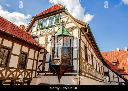 Bailiwick mit Margarethengang im ersten Hof der Wartburg in Eisenach, Thüringen Stockfoto