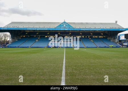 Sheffield, Großbritannien. Januar 2024. Ein allgemeiner Überblick über den Boden vor dem Spiel der dritten Runde des Emirates FA Cup Sheffield Wednesday gegen Cardiff City in Hillsborough, Sheffield, Großbritannien, 6. Januar 2024 (Foto: Craig Cresswell/News Images) in Sheffield, Großbritannien am 2024. (Foto: Craig Cresswell/News Images/SIPA USA) Credit: SIPA USA/Alamy Live News Stockfoto