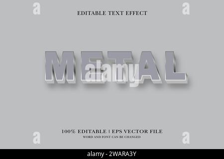 Bearbeitbarer Texteffekt aus Metall mit 3D-Vektordesign Stock Vektor