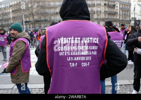 Les Kurdes manifestent et demandent encore à l''état francaais la Justice et la vérité sur les Assassinats des militanten Kurdes à Paris en 2013 et 2023 Stockfoto