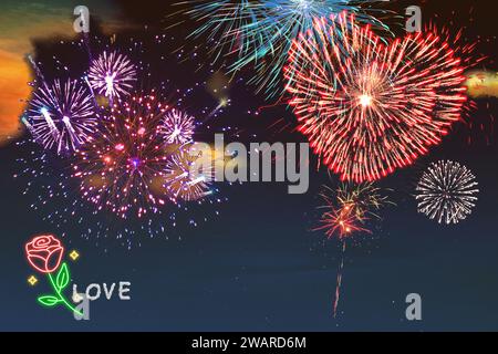 Valentinstag, Valentinstag, Valentinstag, Liebe, Hintergrund, Muster, Grafiken, Schönheit, Wünsche, Zeichnen, Farben, Stockfoto
