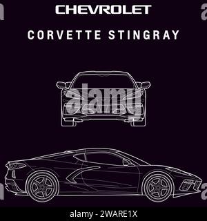 Chevrolet Corvette Stingray Auto-Blueprint Stock Vektor