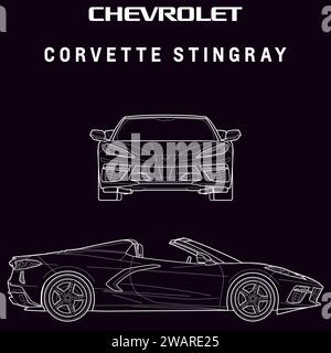 Chevrolet Corvette Stingray Auto-Blueprint Stock Vektor