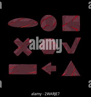 Lava Spiel Knopf Set Cartoon Vektor Illustration Stock Vektor