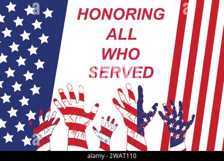 Alles Gute Zum Veteranentag. Amerikanische Flagge. Poster, Banner, Grußkarte, Flyer-Vorlage Vom 11. November Stock Vektor