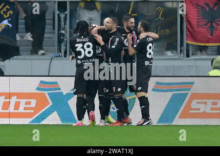 Stadio Benito Stirpe, Frosinone, Italien. Januar 2024. Serie A Fußball; Frosinone gegen Monza; Dany Mota vom AC Monza feiert, nachdem er in der 18. Minute das Tor für 0-1 erzielt hat. Credit: Action Plus Sports/Alamy Live News Stockfoto