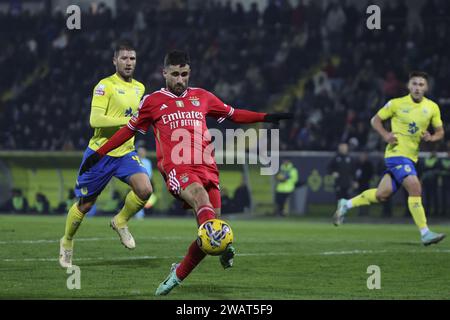 Arouca, Portugal. Januar 2024. Arouca, 06/2024 - der Futebol Clube de Arouca hat heute Abend Sport Lisboa e Benfica im Stadtstadion von Arouca ausgetragen, in einem Spiel, das für die 16. Runde der I League 2023 zählt. Rafa Silvas Ziel (Tony Dias/Global Imagens) Credit: Atlantico Press/Alamy Live News Stockfoto