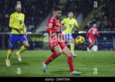 Arouca, Portugal. Januar 2024. Arouca, 06/2024 - der Futebol Clube de Arouca hat heute Abend Sport Lisboa e Benfica im Stadtstadion von Arouca ausgetragen, in einem Spiel, das für die 16. Runde der I League 2023 zählt. Rafa Silvas Ziel (Tony Dias/Global Imagens) Credit: Atlantico Press/Alamy Live News Stockfoto