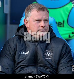 Coventry, Großbritannien. Januar 2024. Coventry City Manager Mark Robins während des Emirates FA Cup Third Round Matches Coventry City gegen Oxford United in Coventry Building Society Arena, Coventry, Großbritannien, 6. Januar 2024 (Foto: Craig Anthony/News Images) in Coventry, Großbritannien am 2024. (Foto: Craig Anthony/News Images/SIPA USA) Credit: SIPA USA/Alamy Live News Stockfoto