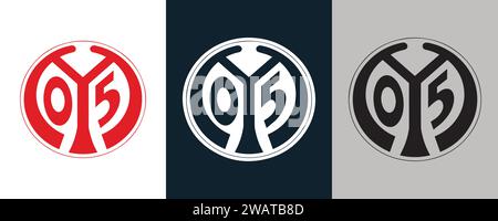 1. FSV Mainz 05 FC Farbe Schwarz und weiß 3 Stil Logo deutscher Profi-Fußballverein, Vektor-Illustration abstraktes editierbares Bild Stock Vektor