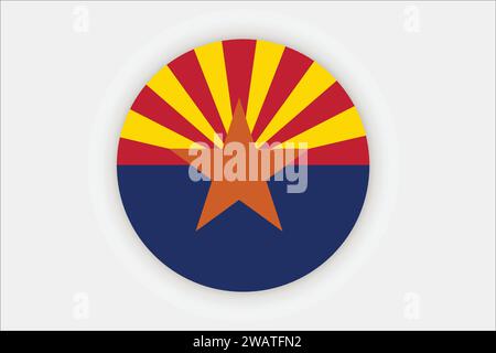 Detaillierte Flagge von Arizona. Bundesflagge Arizona, Nationalflagge Arizona. Flagge des Bundesstaates Arizona. USA. Amerika. Stock Vektor