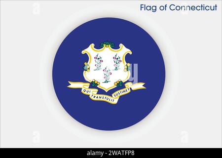 Detaillierte Flagge von Connecticut. Bundesflagge von Connecticut, Nationalflagge von Connecticut. Flagge des Bundesstaates Connecticut. USA. Amerika. Stock Vektor