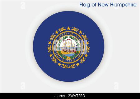 Hohe Flagge von New Hampshire. New Hampshire Staatsflagge, National New Hampshire Flagge. Flagge des Bundesstaates New Hampshire. USA. Amerika. Stock Vektor