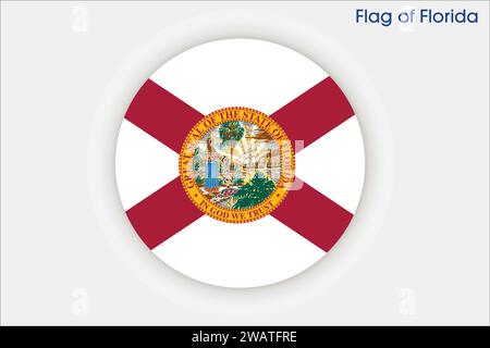 Detaillierte Flagge von Florida. Florida-Bundesflagge, Florida-Nationalflagge. Flagge des Bundesstaates Florida. USA. Amerika. Stock Vektor