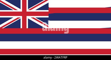 Detaillierte Flagge von Hawaii. Hawaiianische Staatsflagge, hawaiianische Nationalflagge. Flagge des Bundesstaates Hawaii. USA. Amerika. Stock Vektor