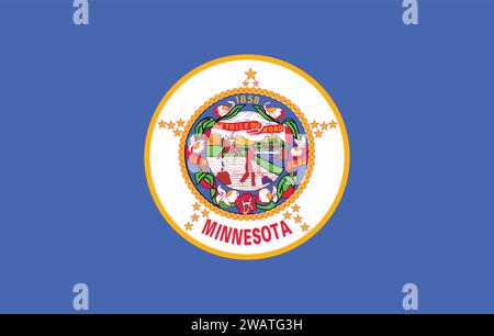 Detaillierte Flagge von Minnesota. Minnesota-Staatsflagge, Minnesota-Nationalflagge. Flagge des Bundesstaates Minnesota. USA. Amerika. Stock Vektor