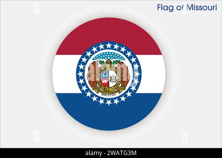 Detaillierte Flagge von Missouri. Missouri-Staatsflagge, Missouri-Nationalflagge. Flagge des Bundesstaats Missouri. USA. Amerika. Stock Vektor