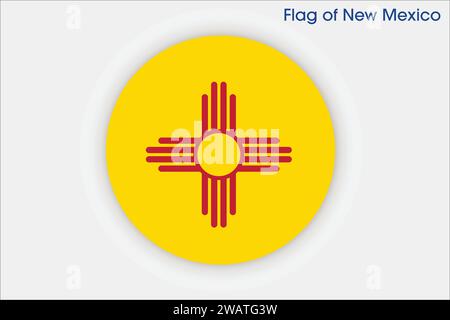 Detaillierte Flagge von New Mexico. New Mexico Staatsflagge, New Mexico Nationalflagge. Flagge des Bundesstaates New Mexico. USA. Amerika. Stock Vektor