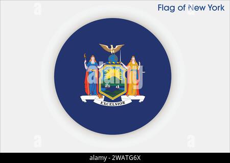 Hohe detaillierte Flagge von New York. New Yorker Staatsflagge, New Yorker Nationalflagge. Flagge des Bundesstaates New York. USA. Amerika. Stock Vektor