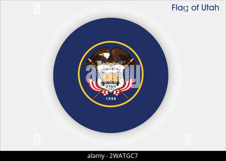 Detaillierte Flagge von Utah. Utah-Staatsflagge, Utah-Nationalflagge. Flagge des Bundesstaates Utah. USA. Amerika. Stock Vektor