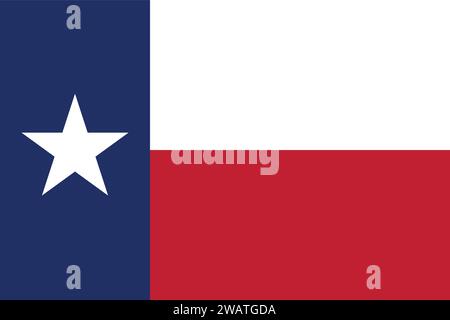 Detaillierte Flagge von Texas. Texanische Staatsflagge, texanische Nationalflagge. Flagge des Bundesstaates Texas. USA. Amerika. Stock Vektor
