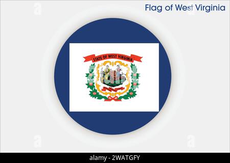 Detaillierte Flagge von West Virginia. Bundesflagge West Virginia, Nationalflagge West Virginia. Flagge des Bundesstaates West Virginia. USA. Amerika. Stock Vektor