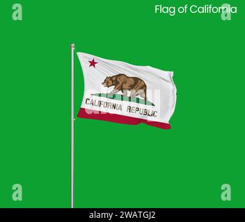 Detaillierte Flagge Kaliforniens. Kalifornische Staatsflagge, kalifornische Nationalflagge. Flagge des Staates Kalifornien. USA. Amerika. Stockfoto