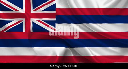 Detaillierte Flagge von Hawaii. Hawaiianische Staatsflagge, hawaiianische Nationalflagge. Flagge des Bundesstaates Hawaii. USA. Amerika. Stockfoto