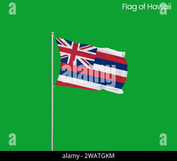 Detaillierte Flagge von Hawaii. Hawaiianische Staatsflagge, hawaiianische Nationalflagge. Flagge des Bundesstaates Hawaii. USA. Amerika. Stockfoto