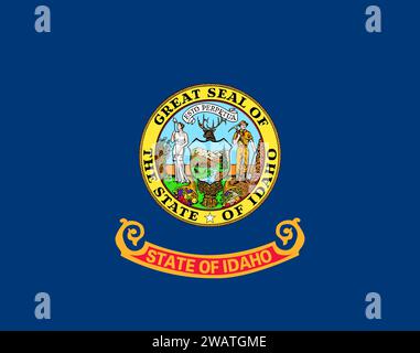 Hohe detaillierte Flagge von Idaho. Idaho-Staatsflagge, nationale Idaho-Flagge. Flagge des Staates Idaho. USA. Amerika. Stockfoto