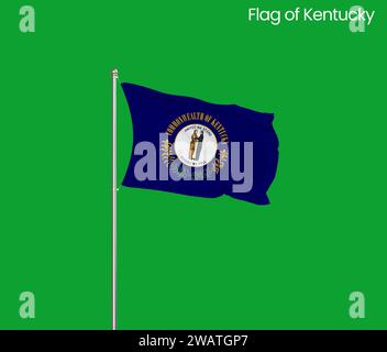 Detaillierte Flagge von Kentucky. Bundesflagge von Kentucky, Nationalflagge von Kentucky. Flagge des Bundesstaates Kentucky. USA. Amerika. Stockfoto