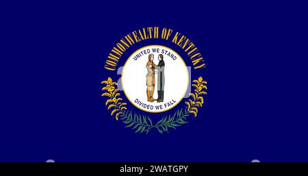 Detaillierte Flagge von Kentucky. Bundesflagge von Kentucky, Nationalflagge von Kentucky. Flagge des Bundesstaates Kentucky. USA. Amerika. Stockfoto