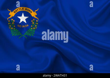 Detaillierte Flagge von Nevada. Bundesflagge von Nevada, Nationalflagge von Nevada. Flagge des Bundesstaates Nevada. USA. Amerika. Stockfoto