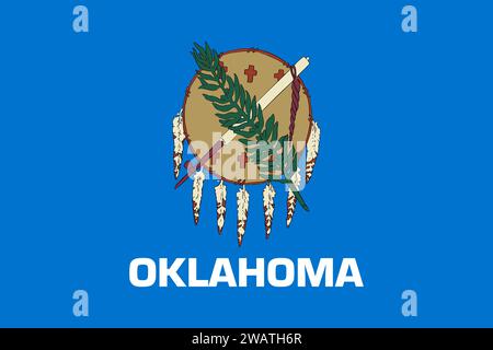 Detaillierte Flagge von Oklahoma. Oklahoma Staatsflagge, Oklahoma Nationalflagge. Flagge des Bundesstaates Oklahoma. USA. Amerika. Stockfoto