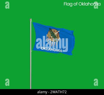 Detaillierte Flagge von Oklahoma. Oklahoma Staatsflagge, Oklahoma Nationalflagge. Flagge des Bundesstaates Oklahoma. USA. Amerika. Stockfoto