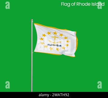 Hohe detaillierte Flagge von Rhode Island. Die Nationalflagge von Rhode Island, die Nationalflagge von Rhode Island. Flagge des Staates Rhode Island. USA. Amerika. Stockfoto