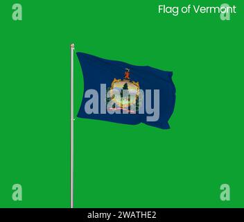 Hohe detaillierte Flagge von Vermont. Vermont-Staatsflagge, nationale Vermont-Flagge. Flagge des Bundesstaates Vermont. USA. Amerika. Stockfoto