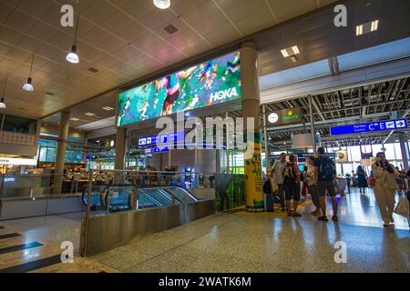 Genf, Schweiz - 2. September 2023: Innenraum des Genfer Flughafens. Der Flughafen Genf ist der internationale Flughafen Genf in der Schweiz Stockfoto