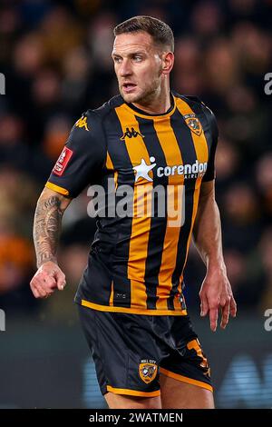 Rumpf, Großbritannien. Januar 2024. Billy Sharp von Hull City während des Emirates FA Cup Third Round Match Hull City gegen Birmingham City im MKM Stadium, Hull, Vereinigtes Königreich, 6. Januar 2024 (Foto: Ryan Crockett/News Images) in Hull, Vereinigtes Königreich am 2024. (Foto: Ryan Crockett/News Images/SIPA USA) Credit: SIPA USA/Alamy Live News Stockfoto