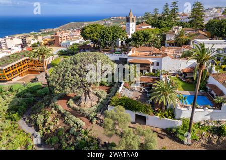 Luftaufnahme von Icod de los Vinos Stadt, Teneriffa, Kanarischen Inseln, Spanien Stockfoto